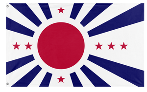 A mockup of the custom flag 'Japanese West Coast flag' on a white background