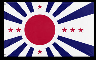 A mockup of the custom flag 'Japanese West Coast flag' on a white background