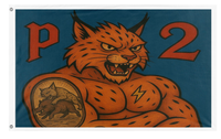 A mockup of the custom flag 'P2 mastoc flag' on a white background