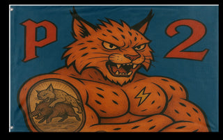 A mockup of the custom flag 'P2 Modife body flag' on a white background