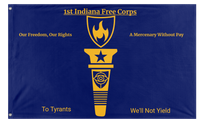 A mockup of the custom flag '1st Indiana Free Corps flag' on a white background
