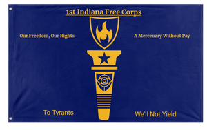 A mockup of the custom flag '1st Indiana Free Corps flag' on a white background
