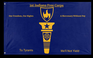 A mockup of the custom flag '1st Indiana Free Corps flag' on a white background