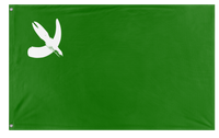 A mockup of the custom flag 'Hoof and Horn flag' on a white background