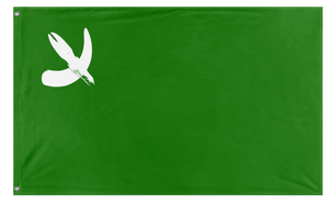 A mockup of the custom flag 'Hoof and Horn flag' on a white background
