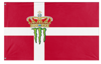 A mockup of the custom flag 'Monstermakr flag' on a white background