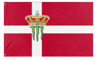 A mockup of the custom flag 'Monstermakr flag' on a white background