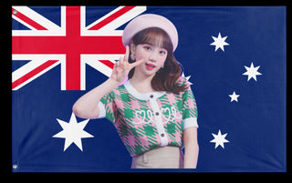 A mockup of the custom flag 'CHAEWON flag' on a white background