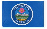 A mockup of the custom flag 'Republic of Alberta  flag' on a white background