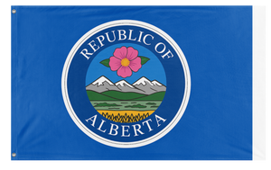 A mockup of the custom flag 'Republic of Alberta  flag' on a white background