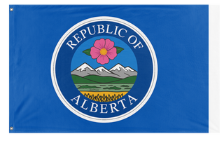 A mockup of the custom flag 'Republic of Alberta  flag' on a white background