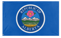 A mockup of the custom flag 'Alberta Republic  flag' on a white background