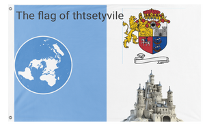 A mockup of the custom flag 'the flag of thtsetyvile' on a white background