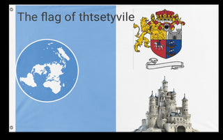 A mockup of the custom flag 'the flag of thtsetyvile' on a white background