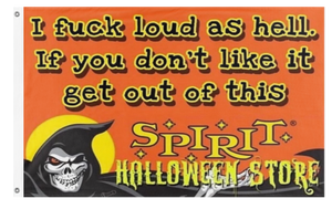 A mockup of the custom flag 'SpiritHalloween flag' on a white background