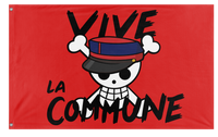 A mockup of the custom flag 'Once Piece Commune flag' on a white background