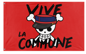 A mockup of the custom flag 'Once Piece Commune flag' on a white background