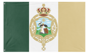 A mockup of the custom flag 'The Kingdom of Cosalia flag' on a white background