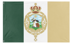A mockup of the custom flag 'The Kingdom of Cosalia flag' on a white background
