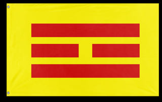 A mockup of the custom flag 'Empire of Vietnam flag' on a white background