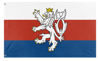 A mockup of the custom flag 'Czech tricolor with Bohemian lion flag' on a white background