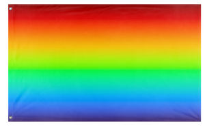 A mockup of the custom flag 'Continuous Spectrum flag' on a white background