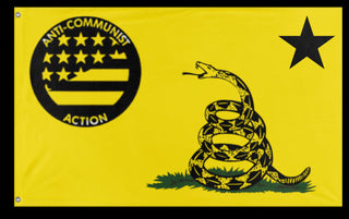 A mockup of the custom flag 'Anti Communist action USA flag' on a white background