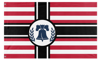 A mockup of the custom flag 'Liberty roots flag' on a white background