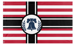 A mockup of the custom flag 'Liberty roots flag' on a white background