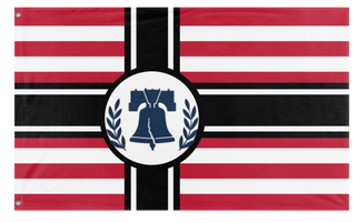A mockup of the custom flag 'Liberty roots flag' on a white background