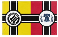 A mockup of the custom flag 'Red yellow flag' on a white background