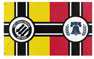A mockup of the custom flag 'Red yellow flag' on a white background