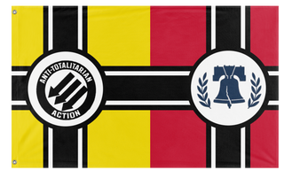 A mockup of the custom flag 'Red yellow flag' on a white background