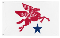 A mockup of the custom flag 'Redesigned Dallas flag' on a white background