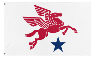 A mockup of the custom flag 'Redesigned Dallas flag' on a white background