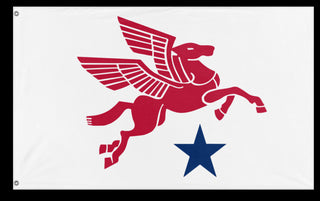 A mockup of the custom flag 'Redesigned Dallas flag' on a white background