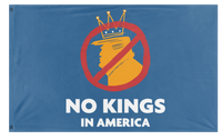A mockup of the custom flag 'No Kings in America flag' on a white background