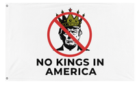 A mockup of the custom flag 'No Kings in America flag' on a white background