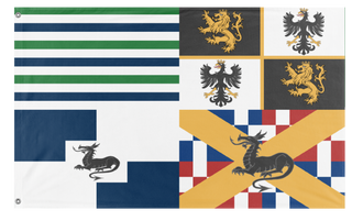 A mockup of the custom flag 'rexuranian standard flag' on a white background
