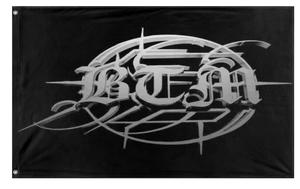 A mockup of the custom flag 'BTM flag' on a white background