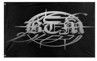 A mockup of the custom flag 'BTM flag' on a white background