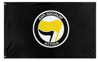 A mockup of the custom flag 'Anti-Socialist action flag' on a white background