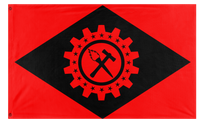 A mockup of the custom flag 'Anarcho-Syndicalist Brazil flag' on a white background