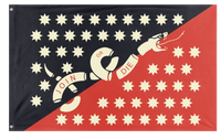 A mockup of the custom flag 'Syndicalist US Navy flag' on a white background