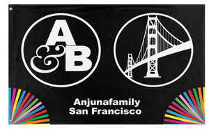 A mockup of the custom flag 'A&B SF  flag' on a white background