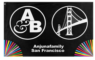 A mockup of the custom flag 'A&B SF  flag' on a white background