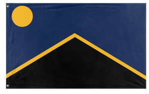 A mockup of the custom flag 'United Republic of Kossia flag' on a white background
