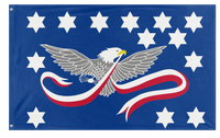 A mockup of the custom flag 'Whiskey Rebellion flag' on a white background