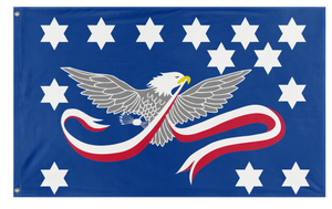 A mockup of the custom flag 'Whiskey Rebellion flag' on a white background