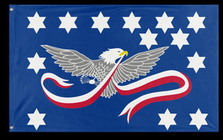 A mockup of the custom flag 'Whiskey Rebellion flag' on a white background